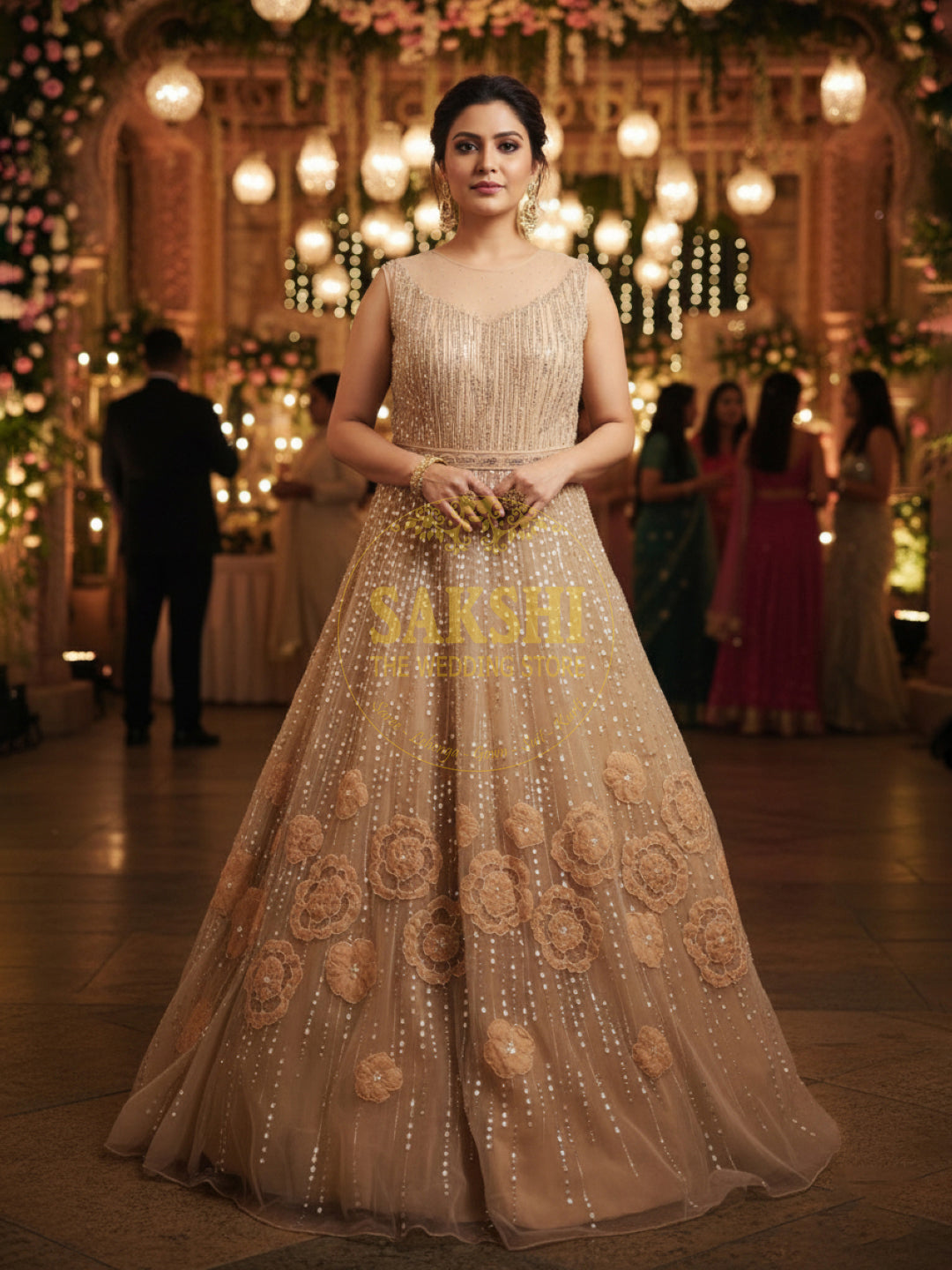 Beautiful Peach Engagement/ Reception Gown – SAKSHI