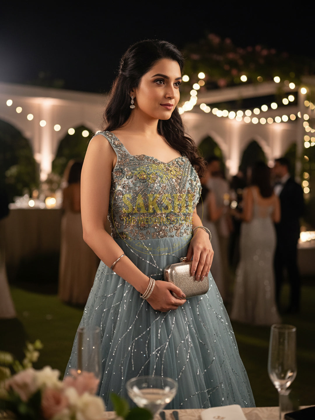 sachin and babi light blue dress Engagement gowns  Elilhaam