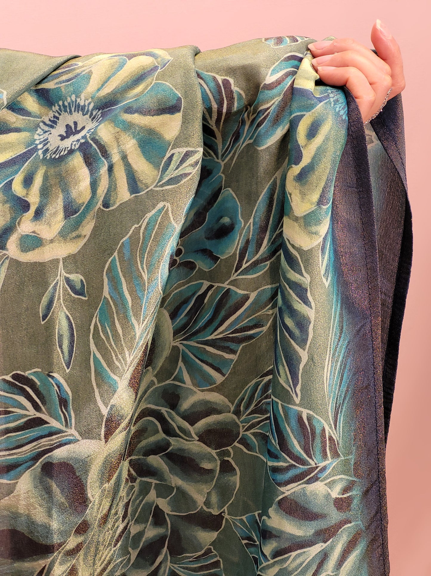 Blue Ombre Shimmer Straight Suit with digital print dupatta. Digital Floral Print with Resham, Beads and Sequins work.