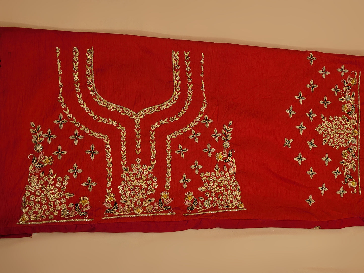 Red Silk Full Handwork Bridal Lehenga with Organza Dupatta