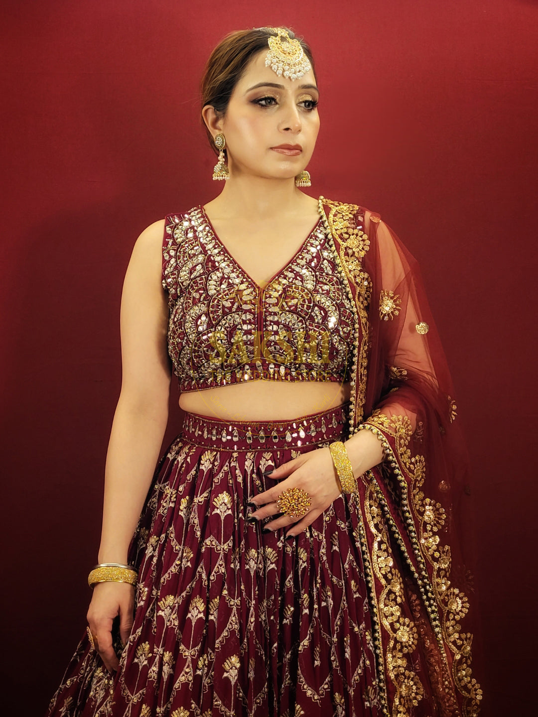 Maroon Reception Wear Lehenga