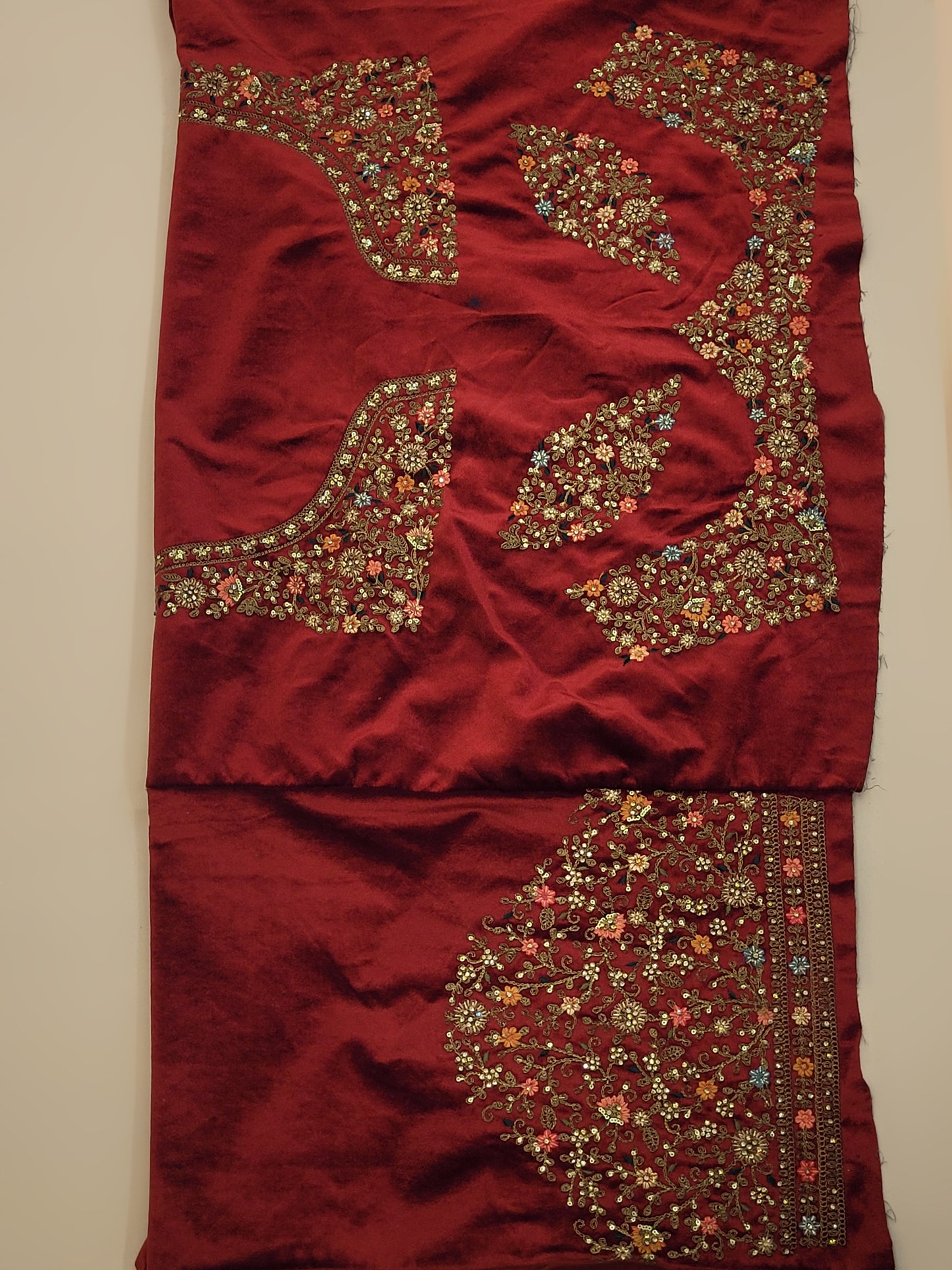 Lavender Multicolor Net Unstitched Lehenga