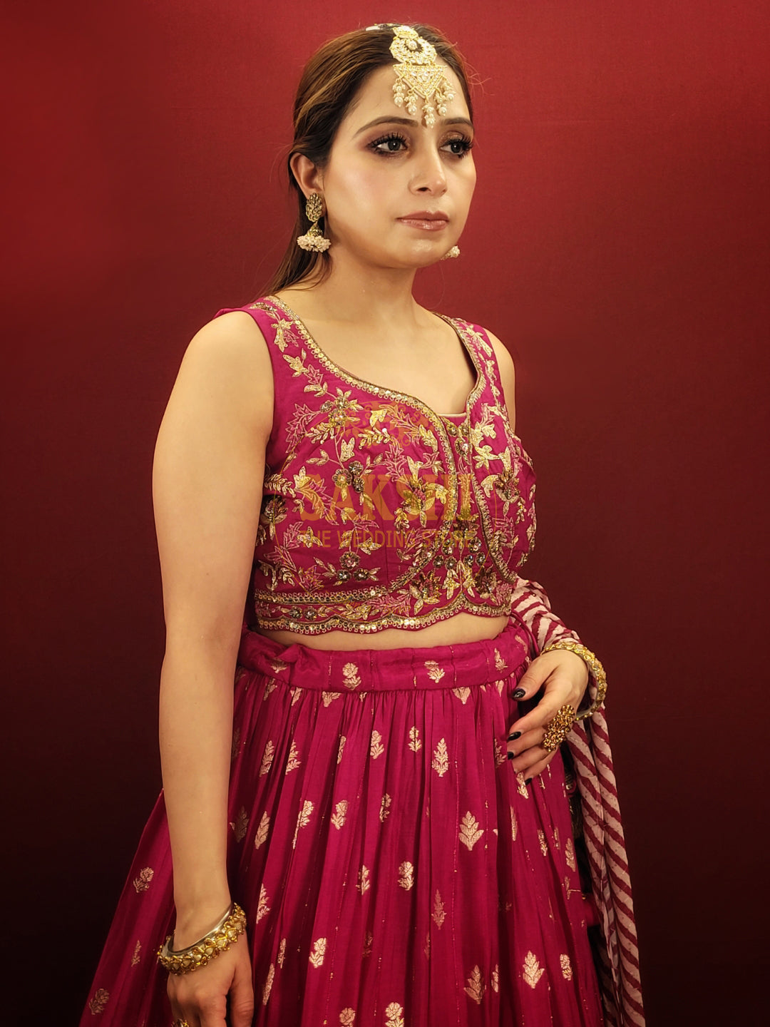 Magenta Banarsi Ghaghra Choli