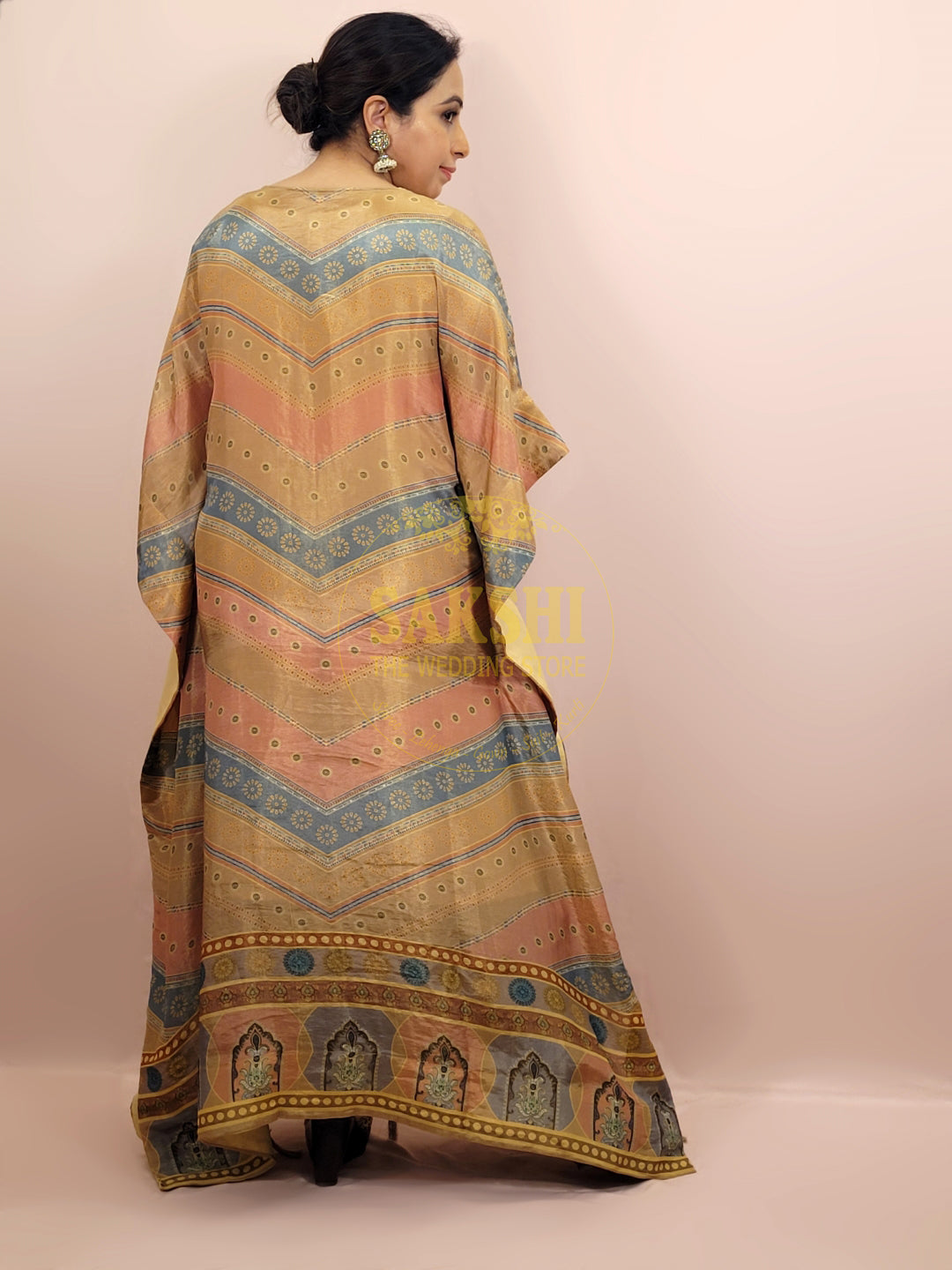 Golden Tissue Kaftan with Tulip Pants