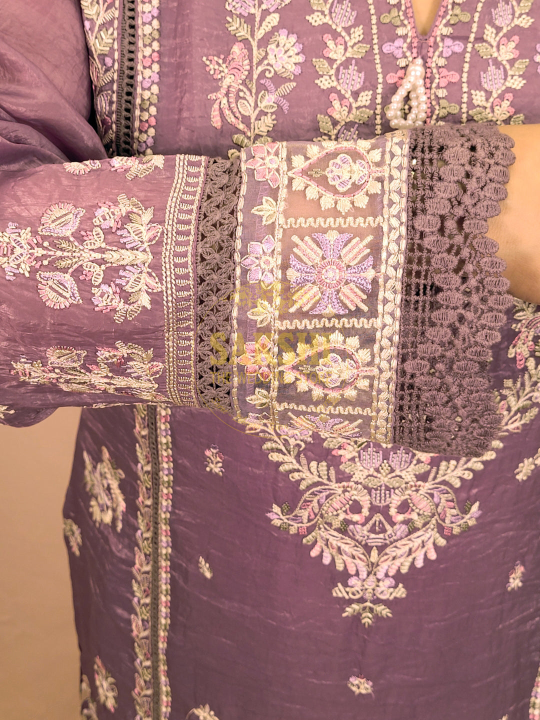 Purple Tissue Party Wear Suit Set with Dupatta