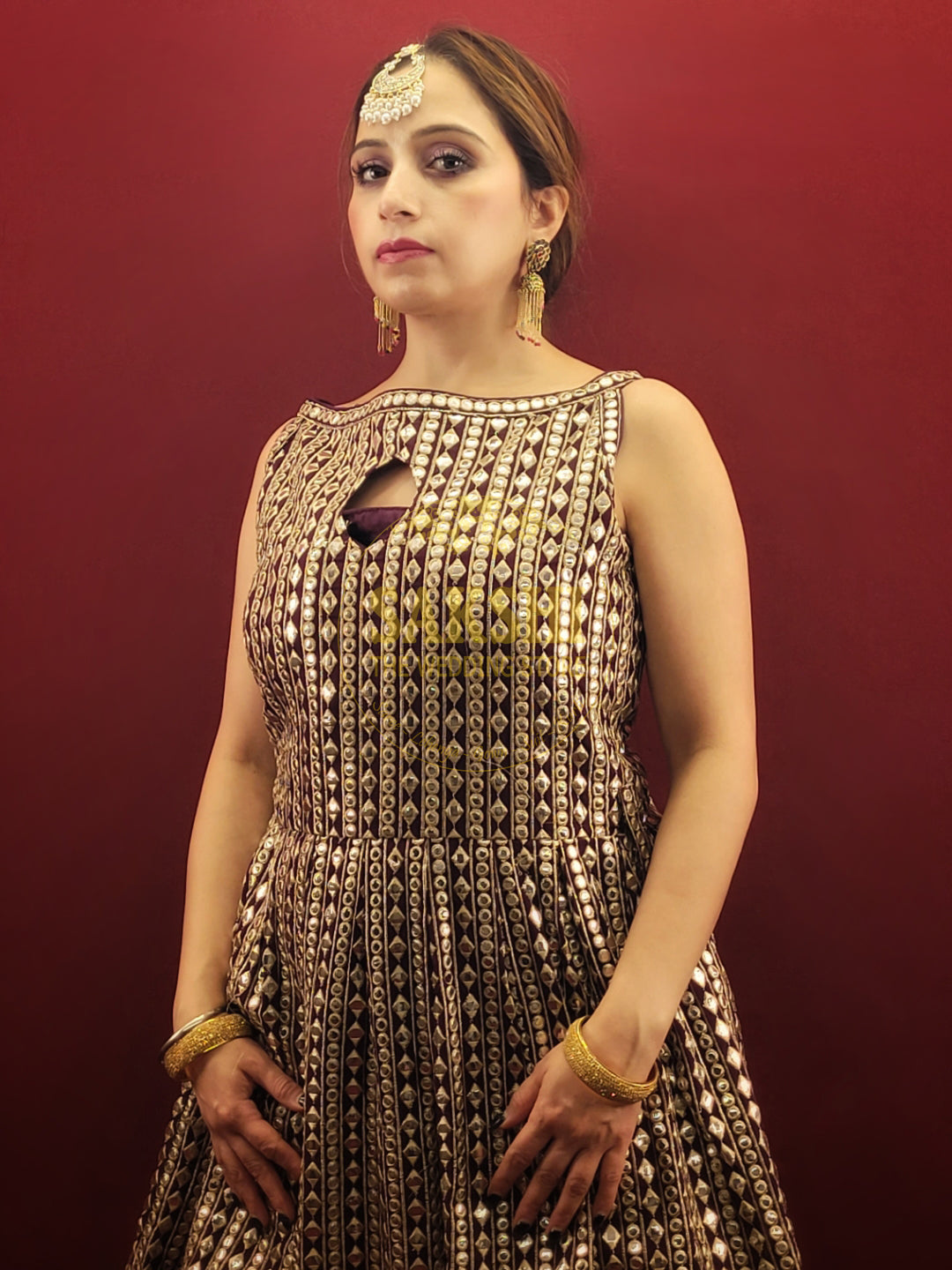 Wine Indo-Western Palazzo Dress