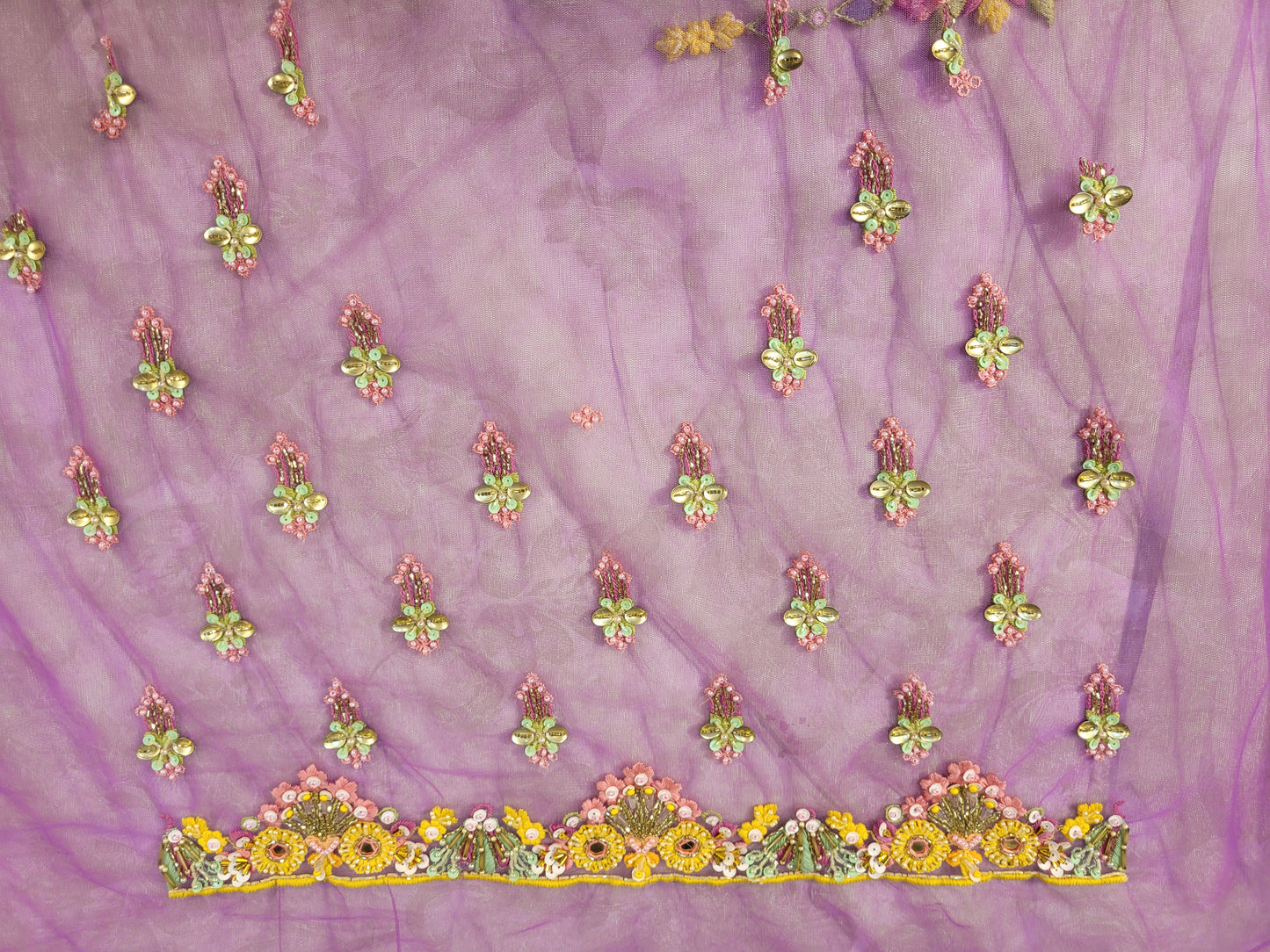Lavender Purple Net Saree with Papa Dont Preach Inspired Embroidery
