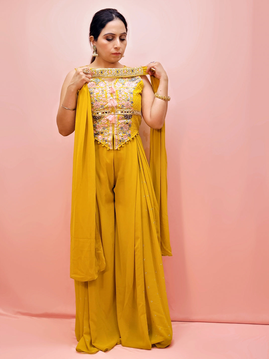 Mustard Yellow Indo-western outfit
