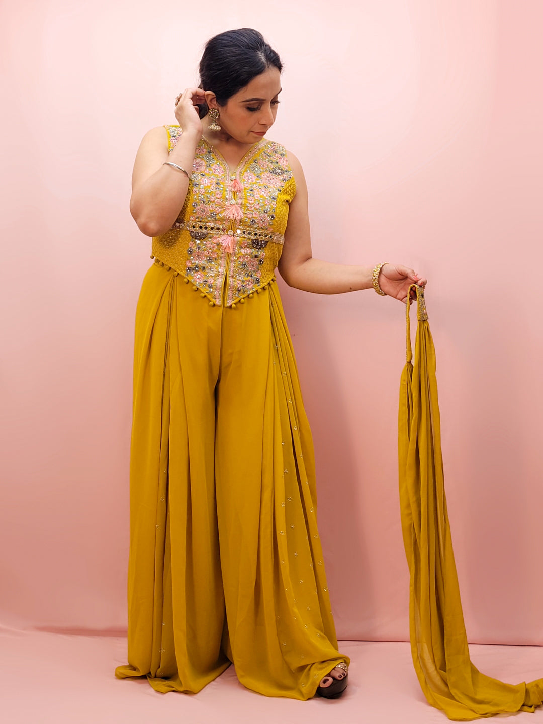 Mustard Yellow Indo-western outfit