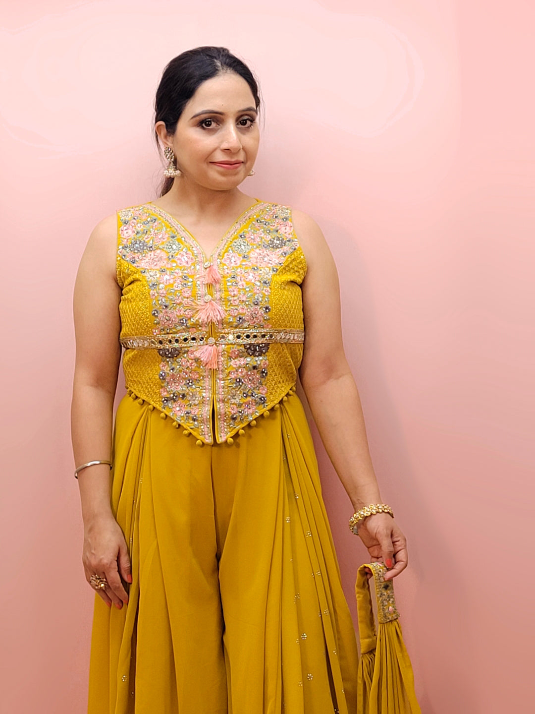 Mustard Yellow Indo-western outfit