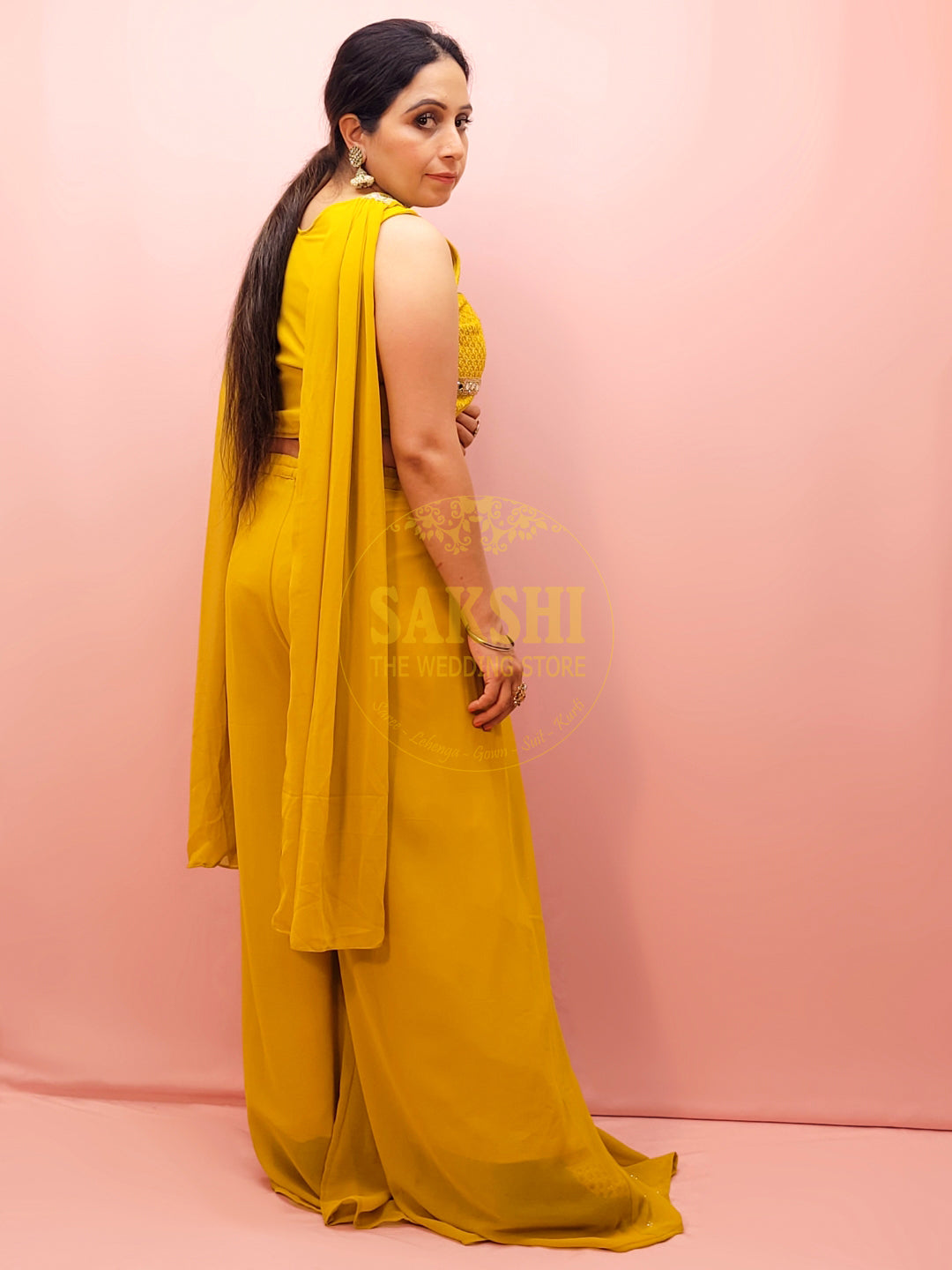 Mustard Yellow Indo-western outfit