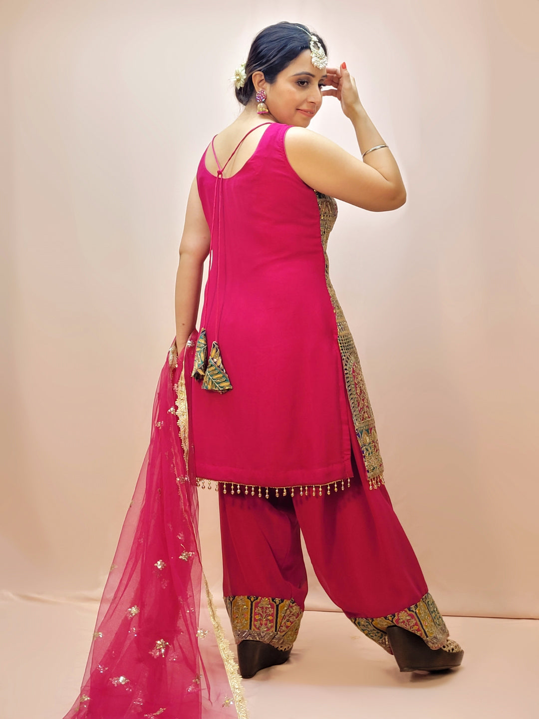 Heavy Wedding Farsi Salwar Suit in Pink