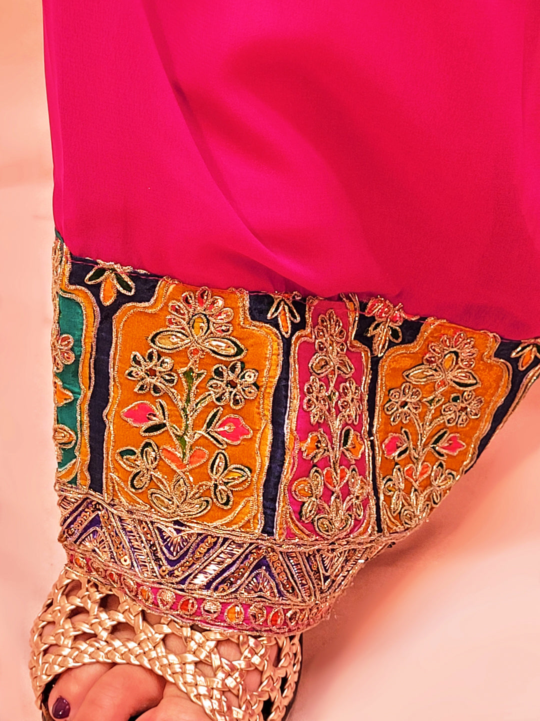 Heavy Wedding Farsi Salwar Suit in Pink