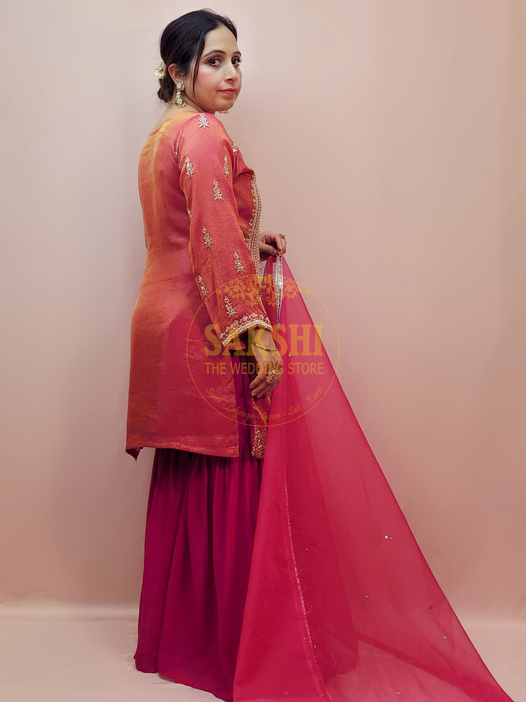 Pink Sharara Suit with Beads Embroidery