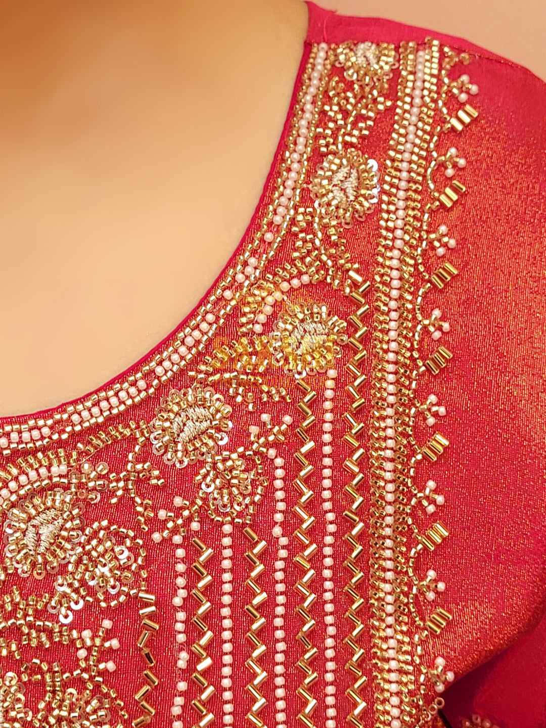 Pink Sharara Suit with Beads Embroidery