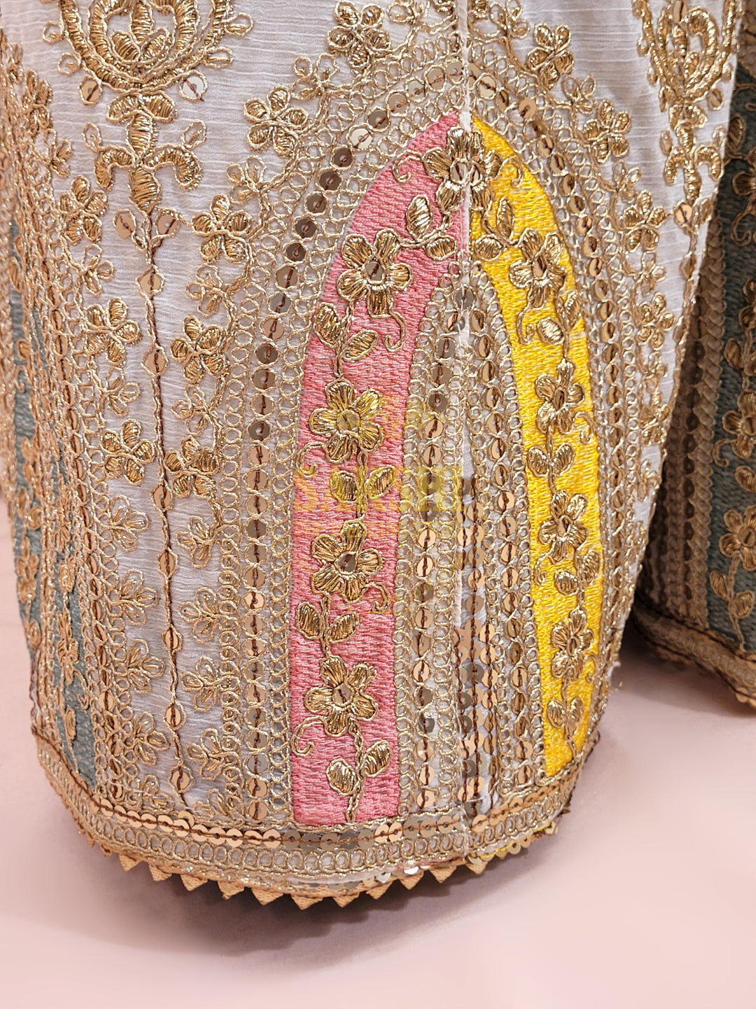White Chinnon Pakistani Sharara Suit