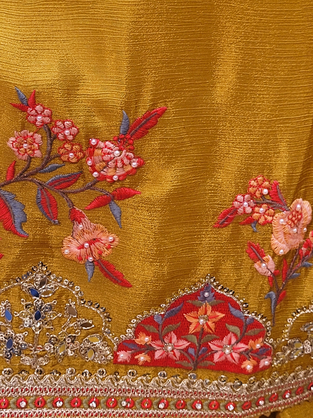 Yellow Chinon Wedding Suit for Women