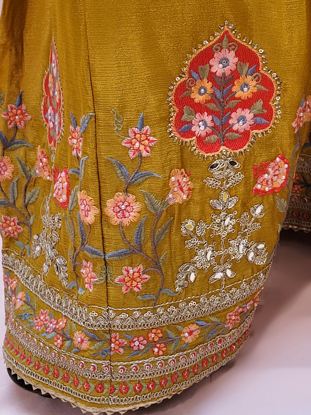 Yellow Chinon Wedding Suit for Women