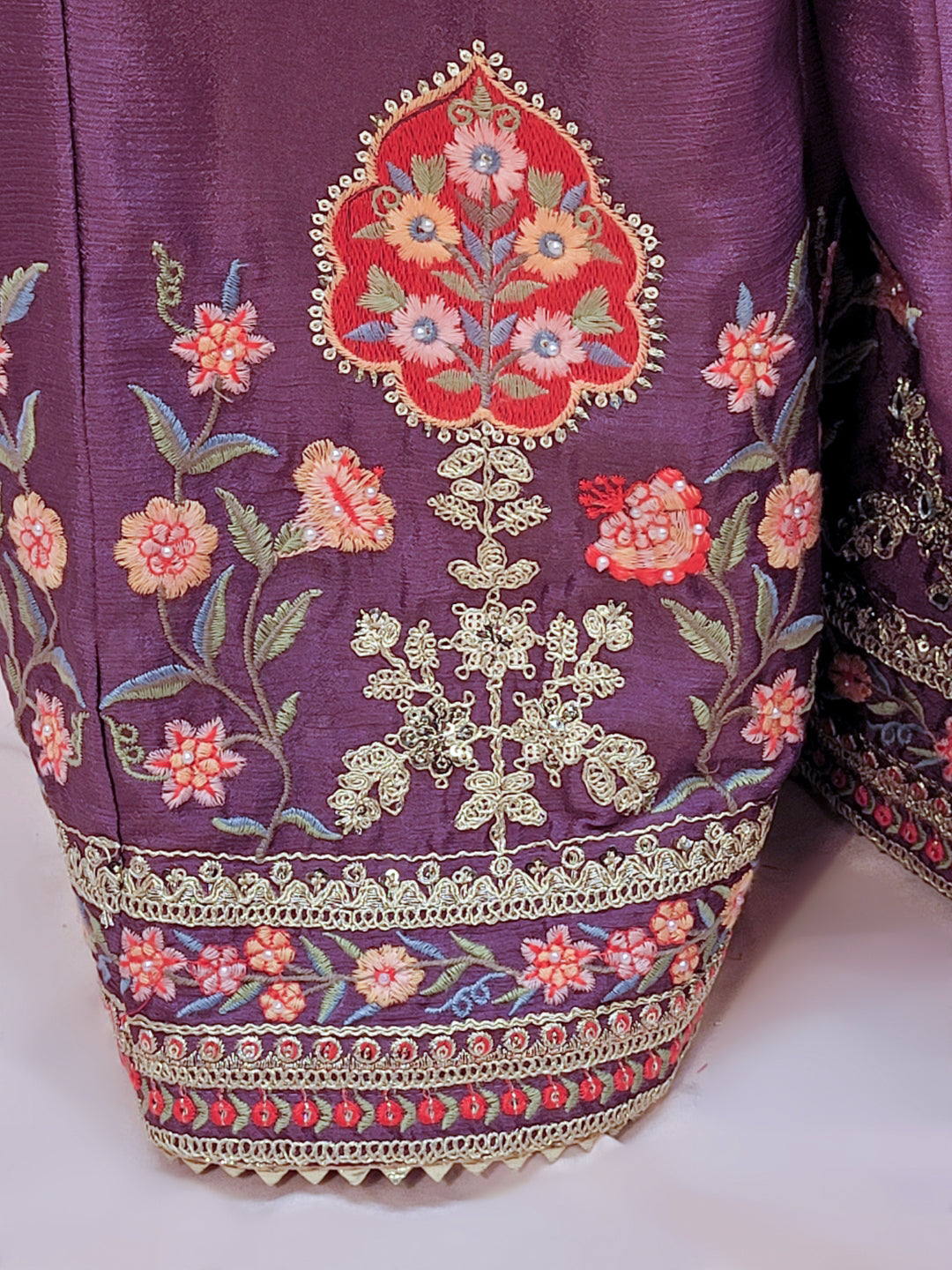 Purple Chinon Wedding Suit for Women