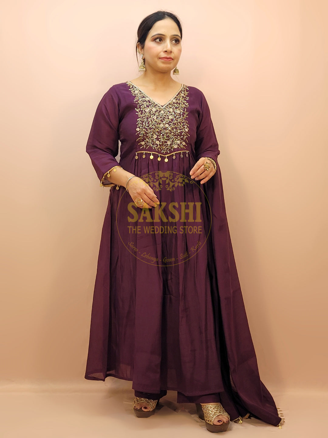 Anarkali Suit in Purple Color