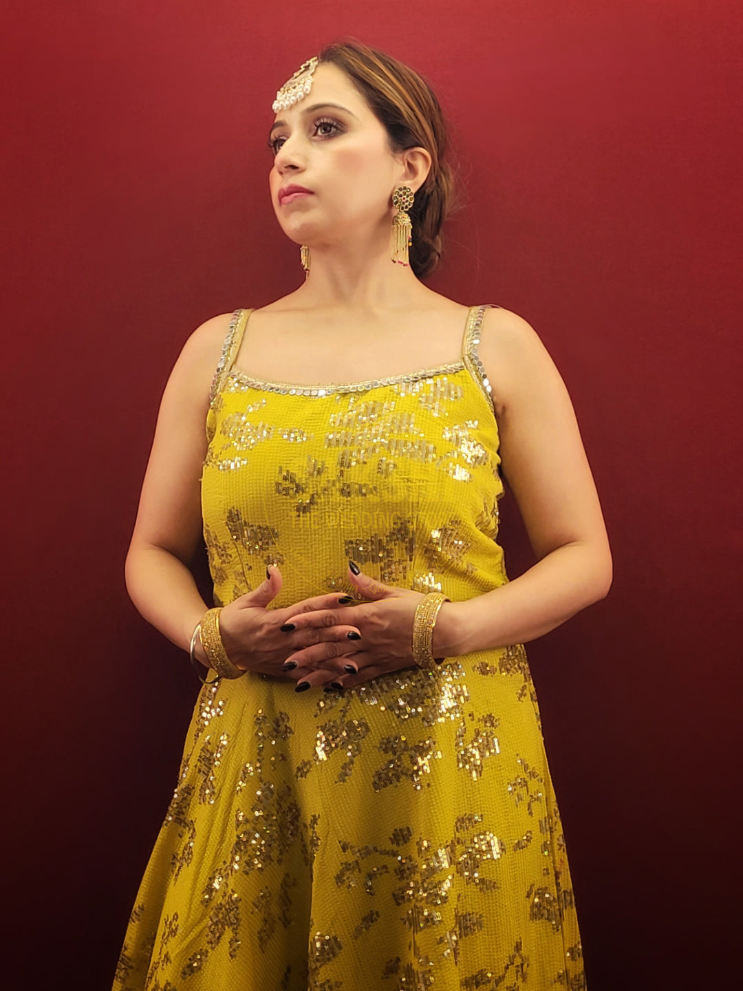 Lime Yellow Peplum Indo-Western Dress