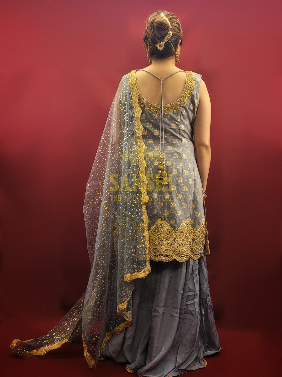 Light Grey Luxurious Sharara Kameez Suit