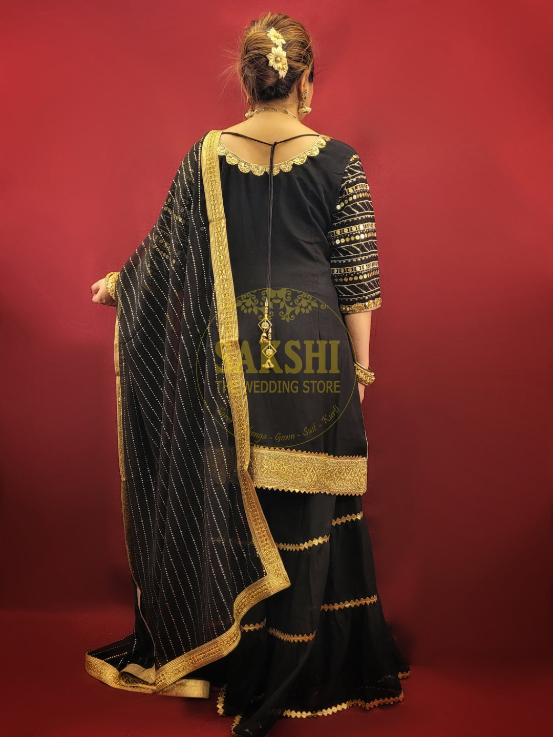 Indo-Western Black Sharara Set