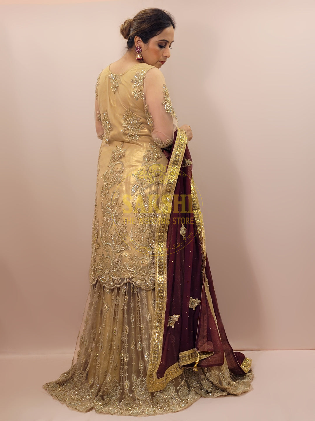 Golden Net Handwork Lehenga