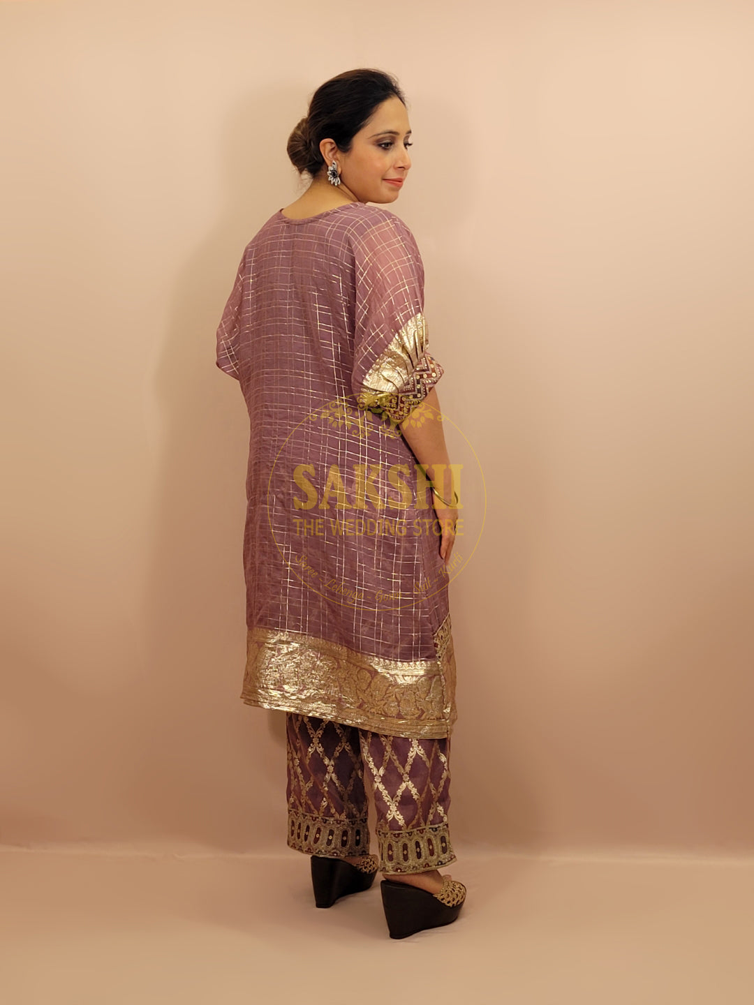 Lavender Organza Banarasi Co-ord Set