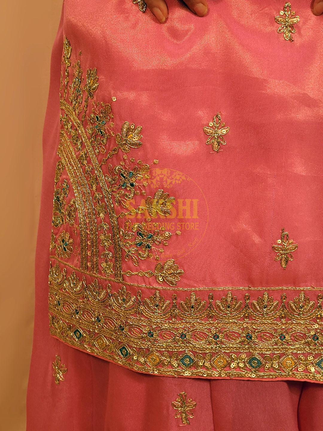 Partywear Pink Shimmer Sharara Set