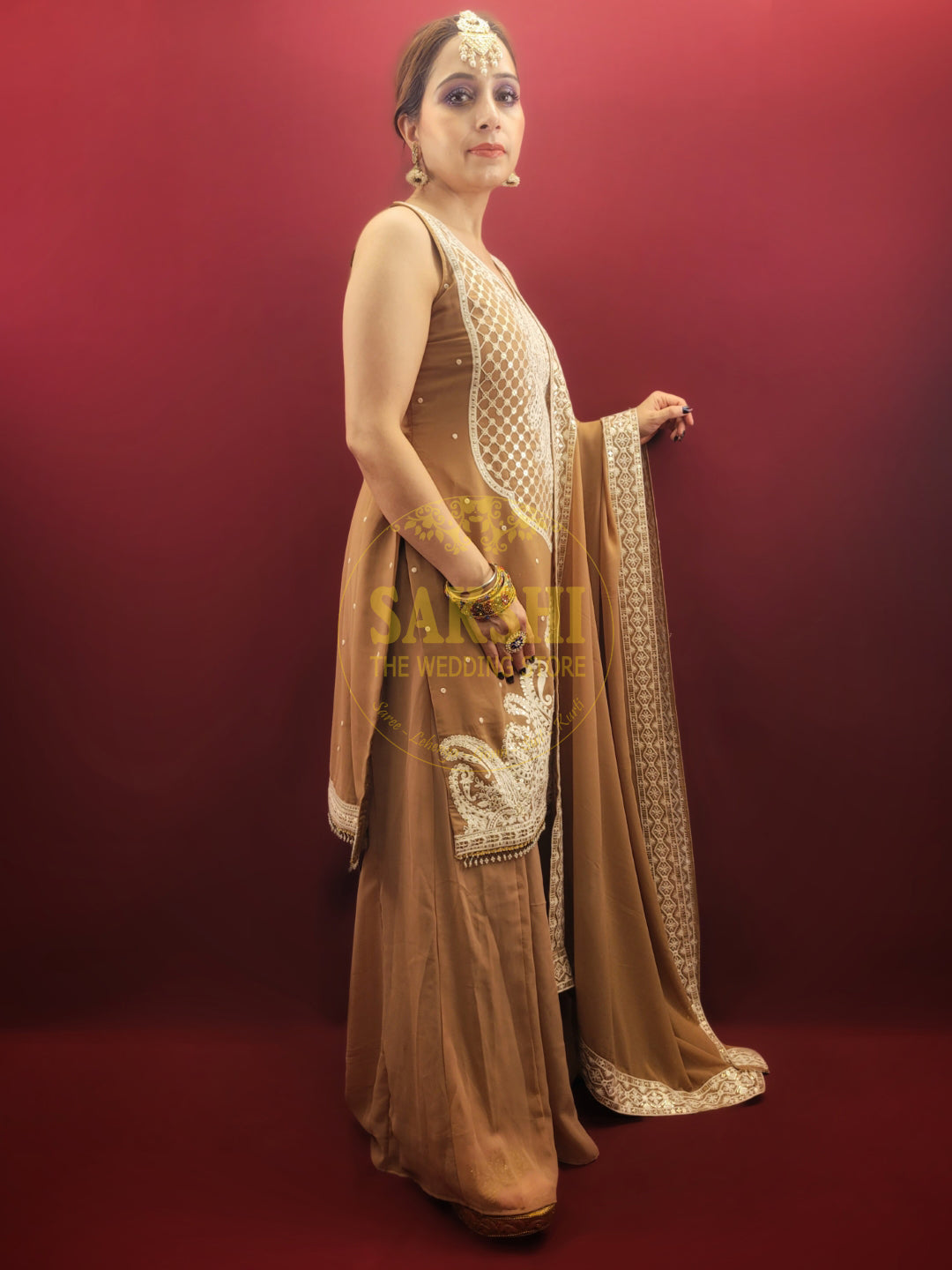 Golden Brown Sharara Dress
