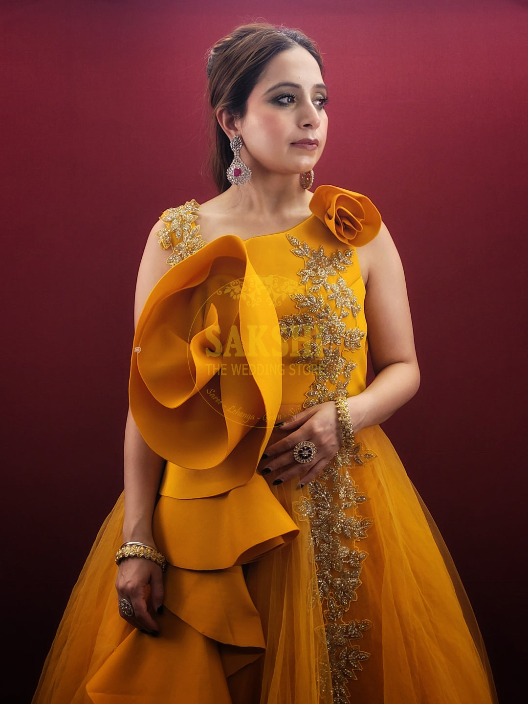 Mango Yellow Cocktail Gown Dress