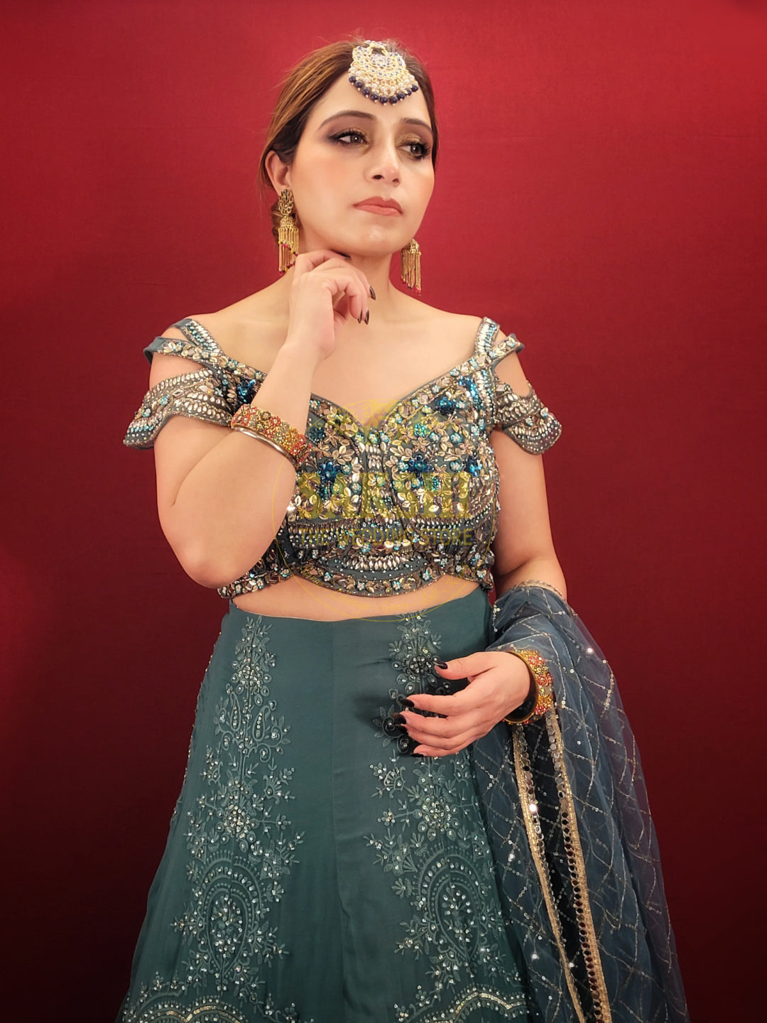 Sea Blue Ready to Wear Lehenga Choli Set