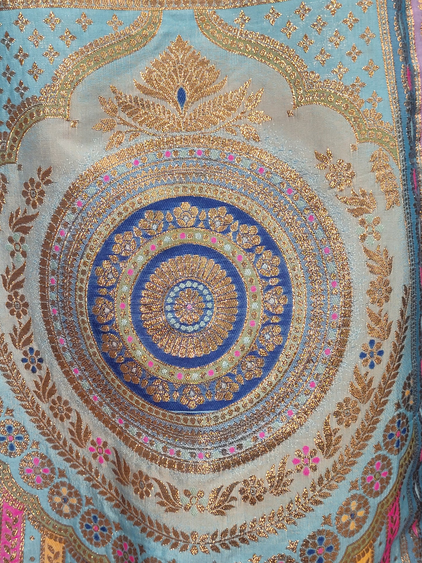 Blue Banarasi Unstitched Lehenga Set