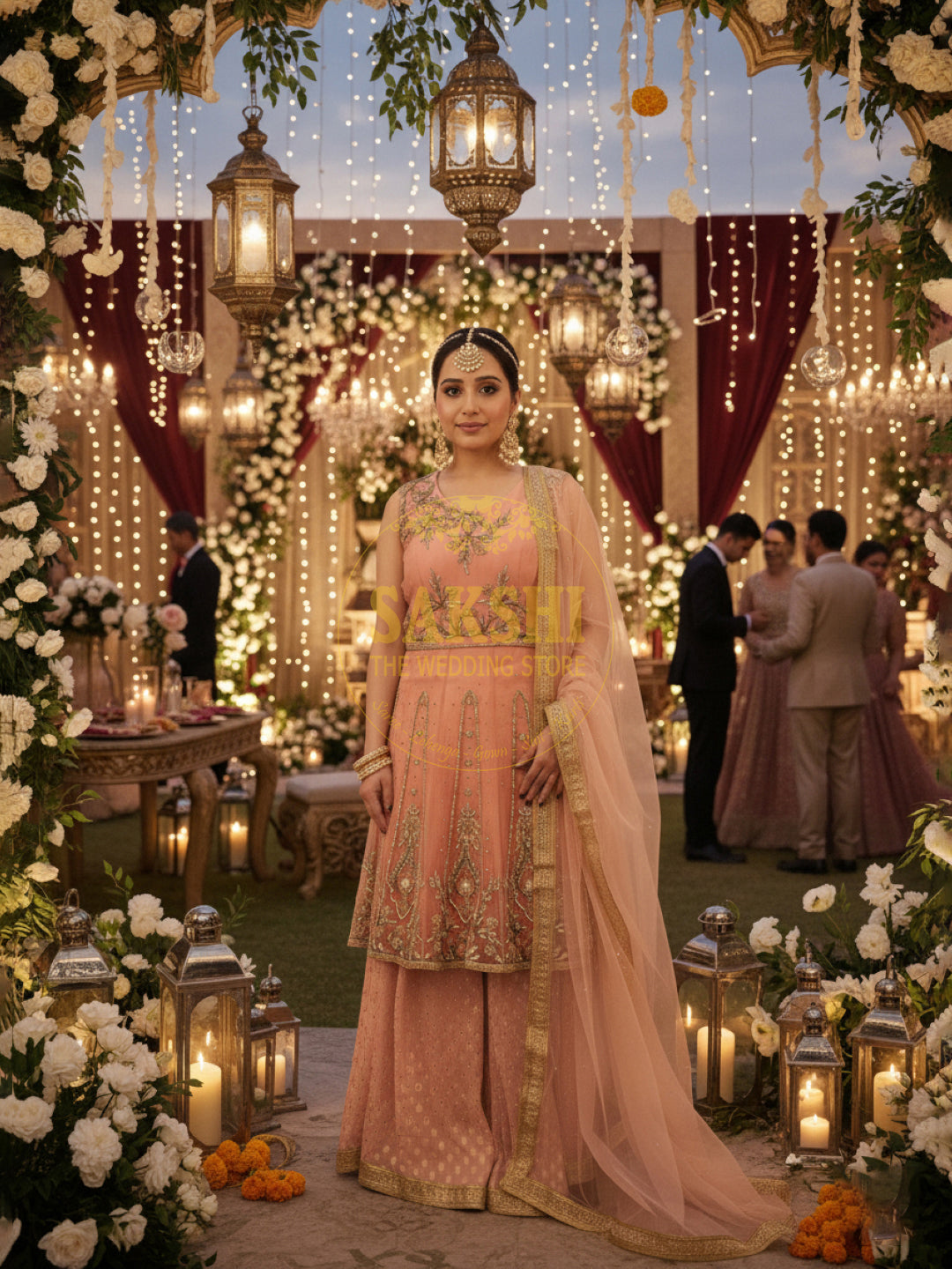 Pink Peplum Sharara Indo-Western Outfit