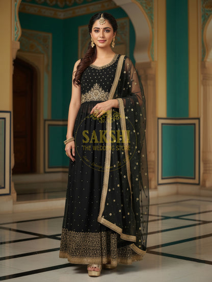 Bottle Green Indo-Western Chudidar Set