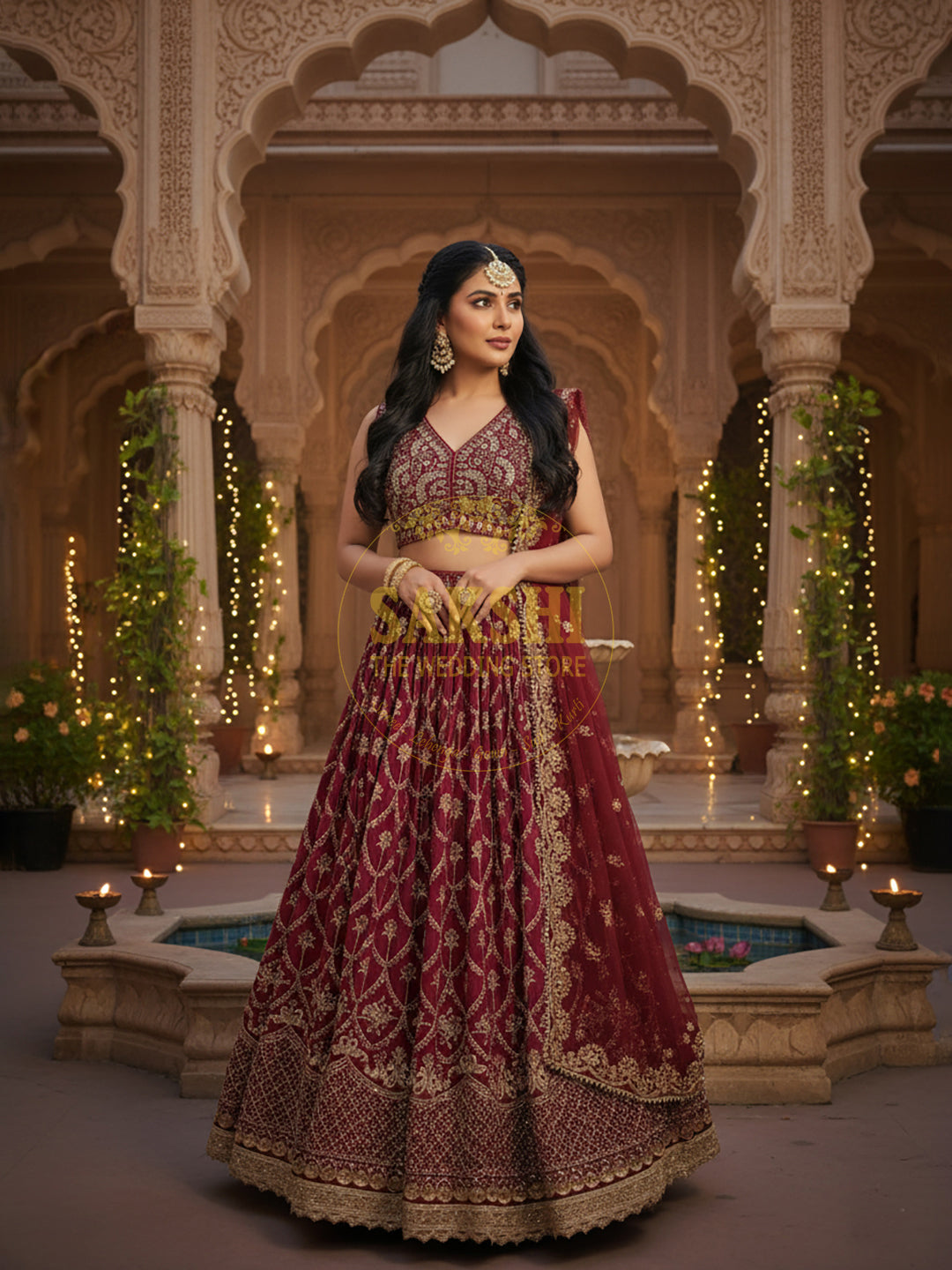 Maroon Reception Wear Lehenga