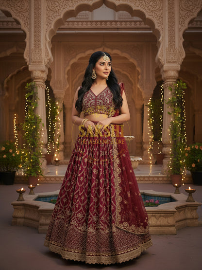 Maroon Reception Wear Lehenga