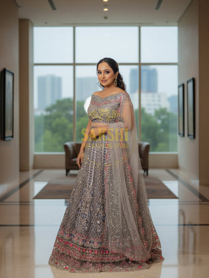 Ivory Ready to Wear Lehenga Crop Top