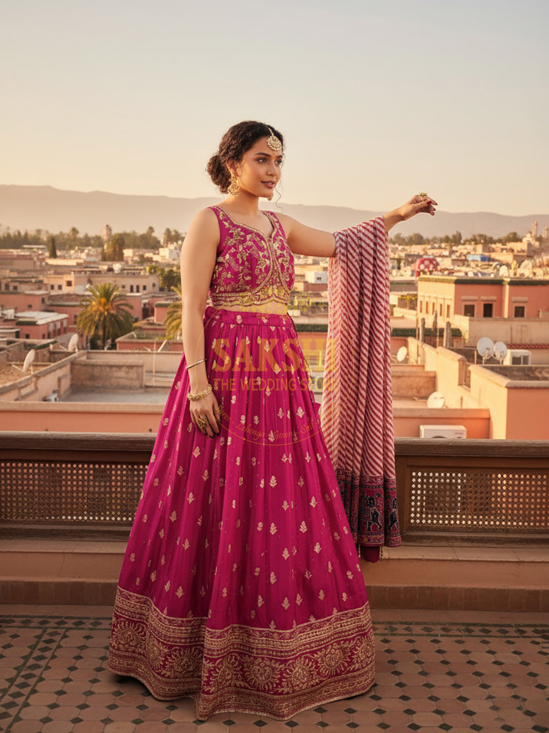 Magenta Banarsi Ghaghra Choli
