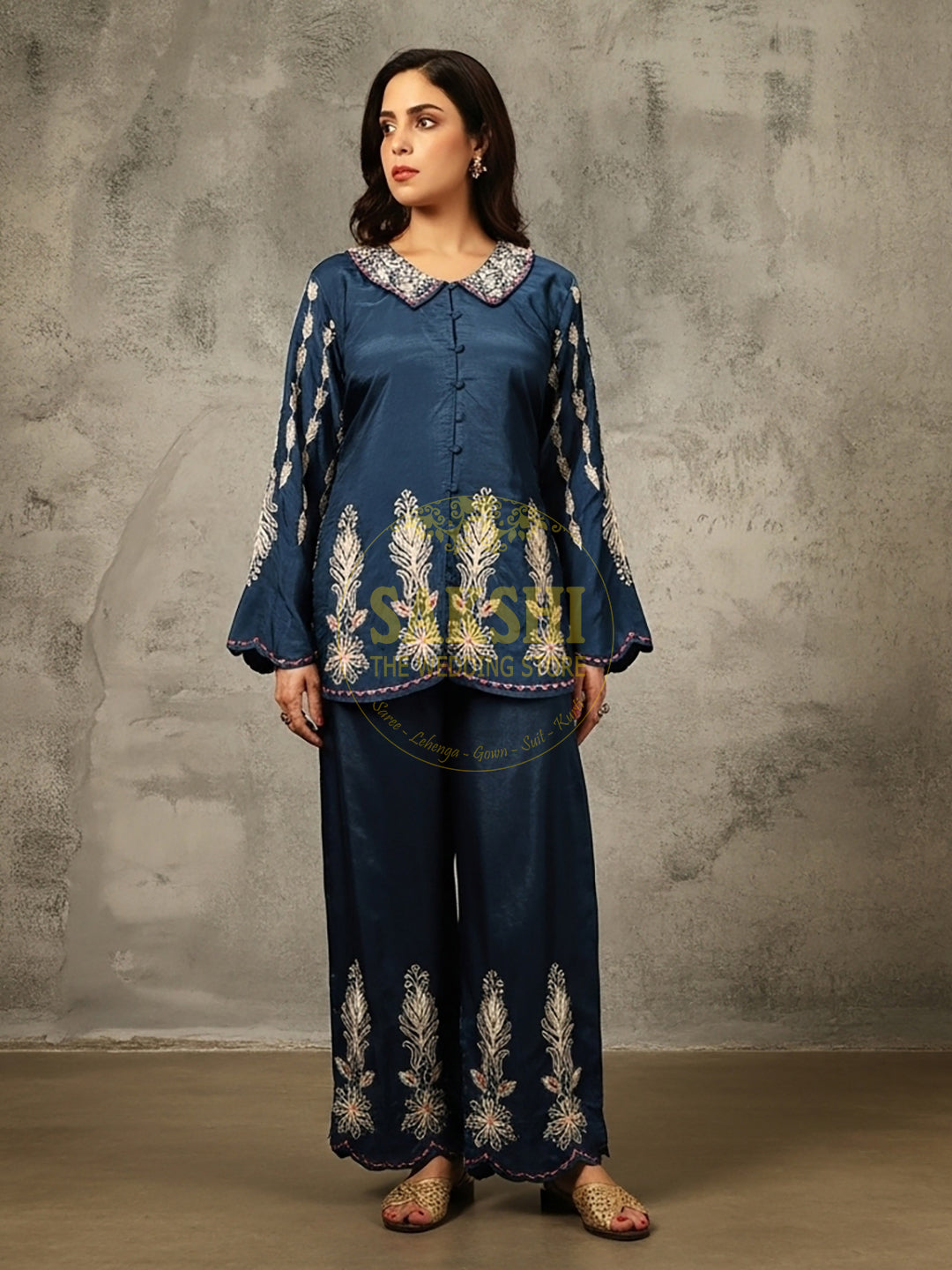 Blue Muslin Co-ord Set for Light Parties and Festivals