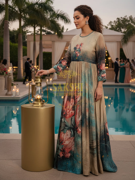 Multi Color Fusion Gown for Birthdays and Light Parties