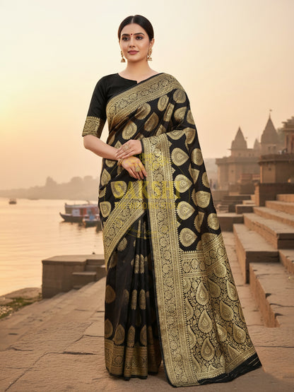 Black Banarsi Silk Saree