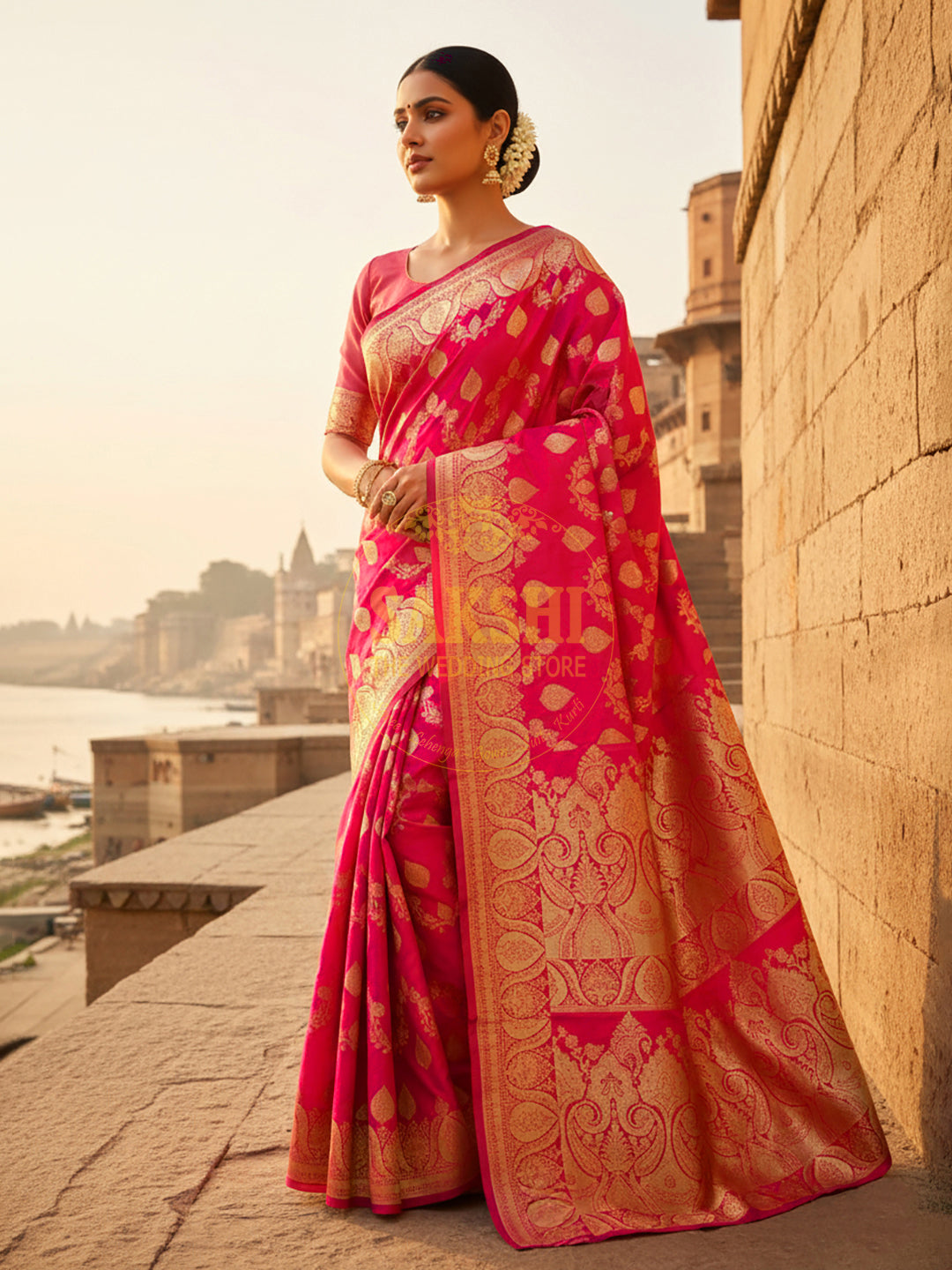 Magenta Pink Reception & Party Wear Saree
