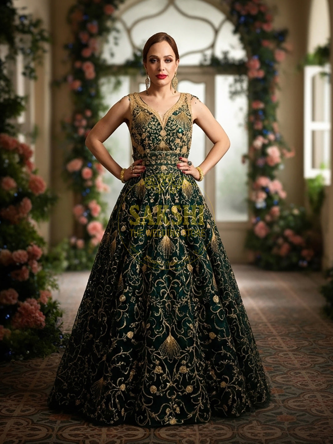 Bottle Green Cocktail & Reception Gown
