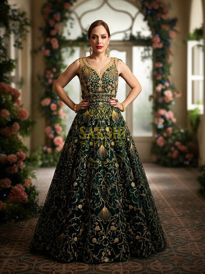 Bottle Green Cocktail & Reception Gown