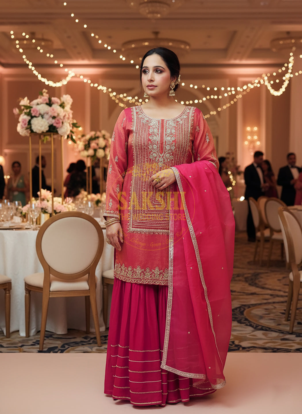 Pink Sharara Suit with Beads Embroidery