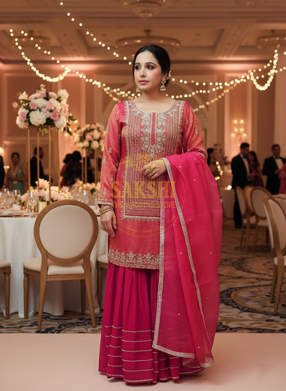 Pink Sharara Suit with Beads Embroidery