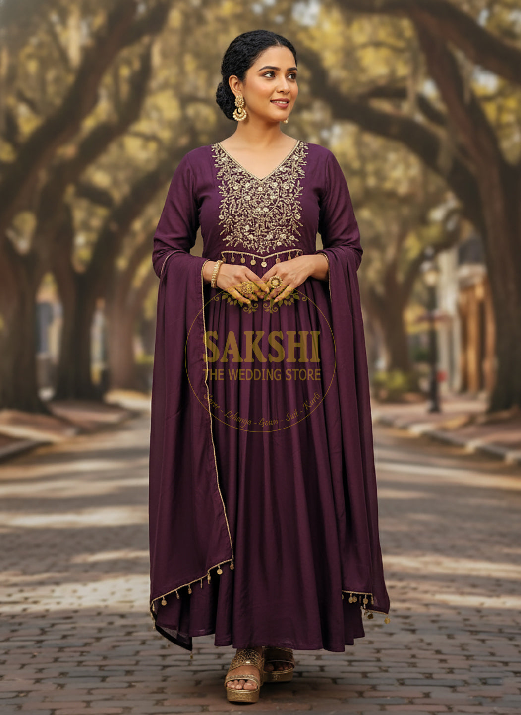 Anarkali Suit in Purple Color