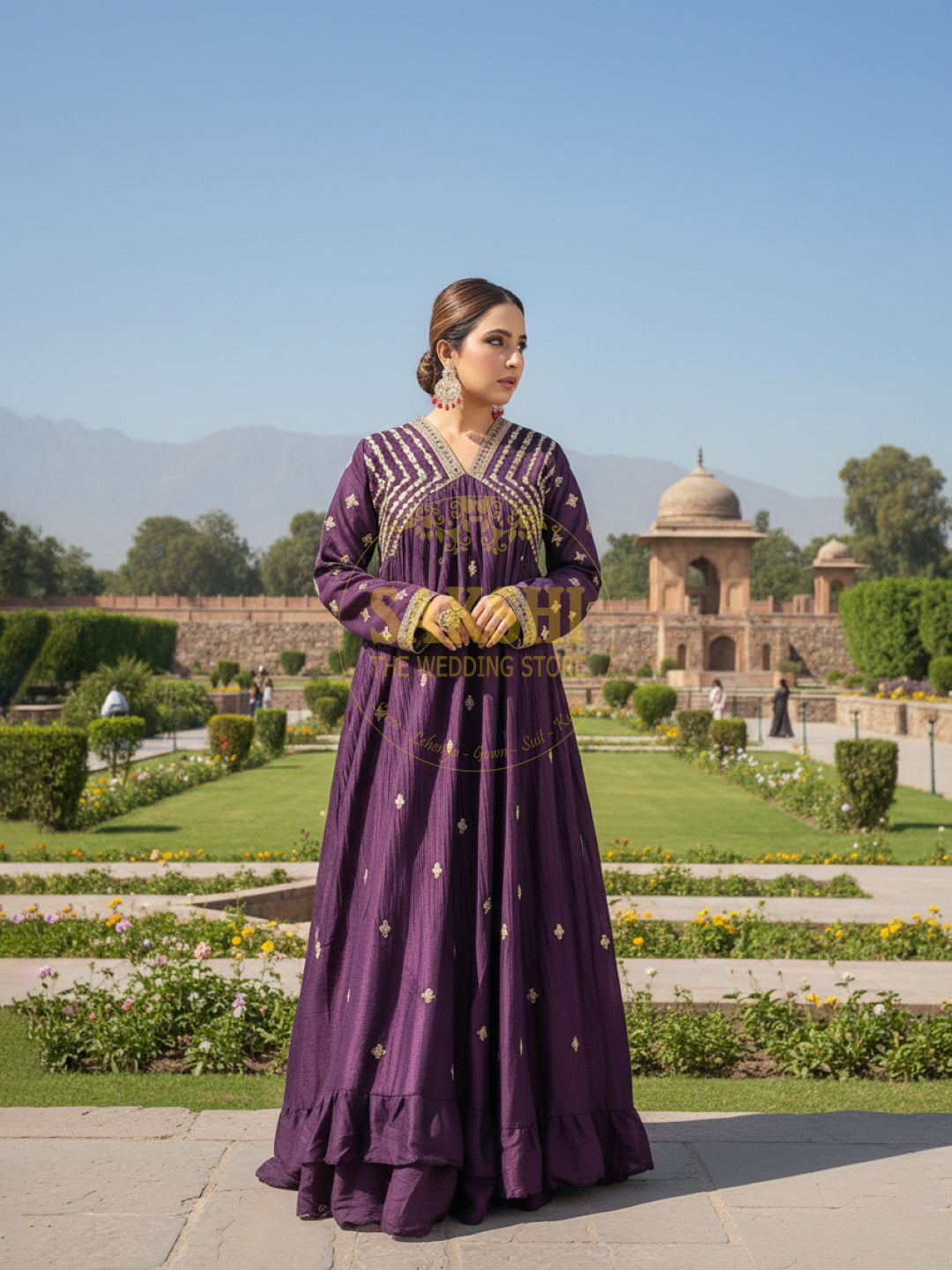 Purple Chinnon Designer Anarkali Suit